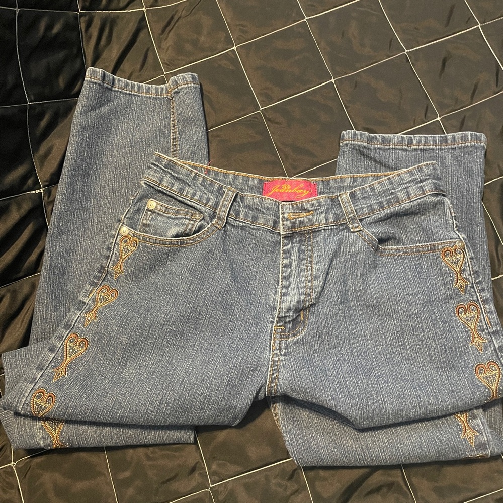 Jeanbay - Heart Embellished Blue Jeans